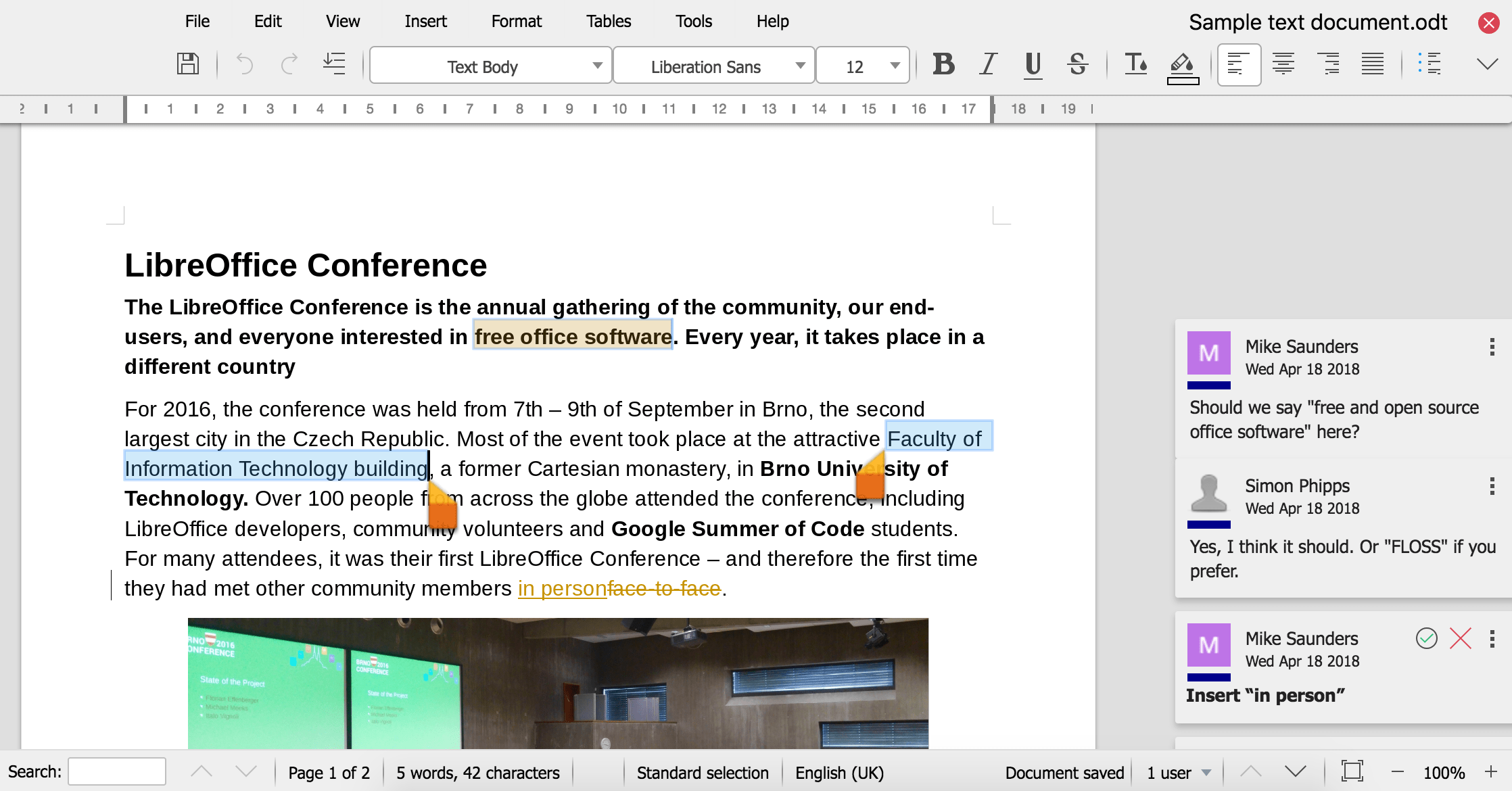 Ekrankopio de Verkilo de LibreOffice Online