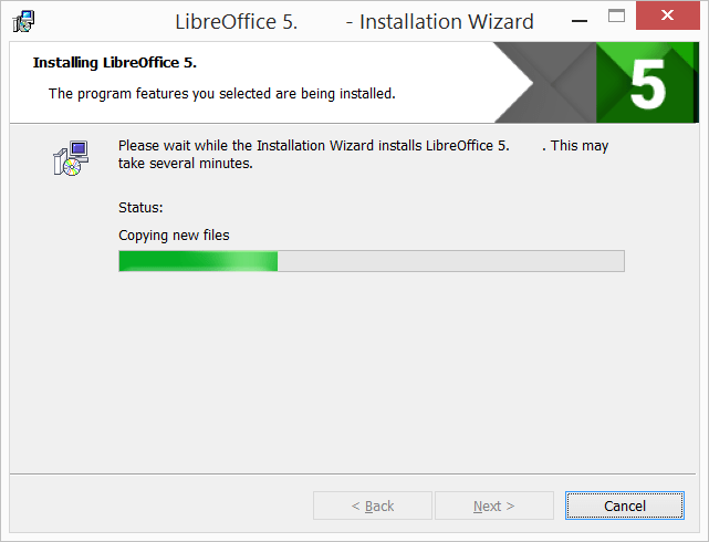 LibreOffice instaliĝas